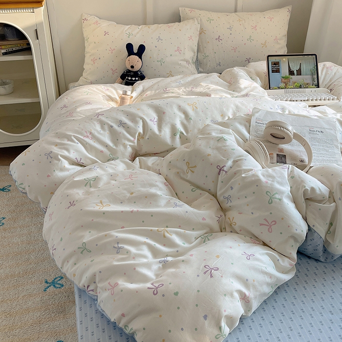 91家纺网 家纺一手货源 找家纺 瑞莱 2026新款全棉印花单被套系列 七彩蝴蝶结