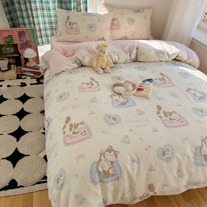 91家纺网 家纺一手货源 找家纺 瑞莱 2026新款全棉印花单被套系列 可爱猫咪