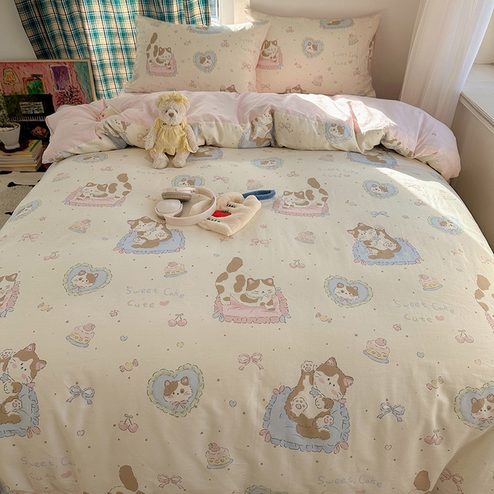 91家纺网 家纺一手货源 找家纺 瑞莱 2026新款全棉印花单被套系列 可爱猫咪