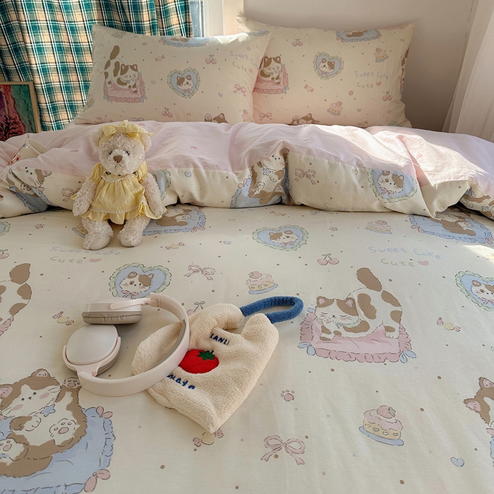 91家纺网 家纺一手货源 找家纺 瑞莱 2026新款全棉印花单被套系列 可爱猫咪