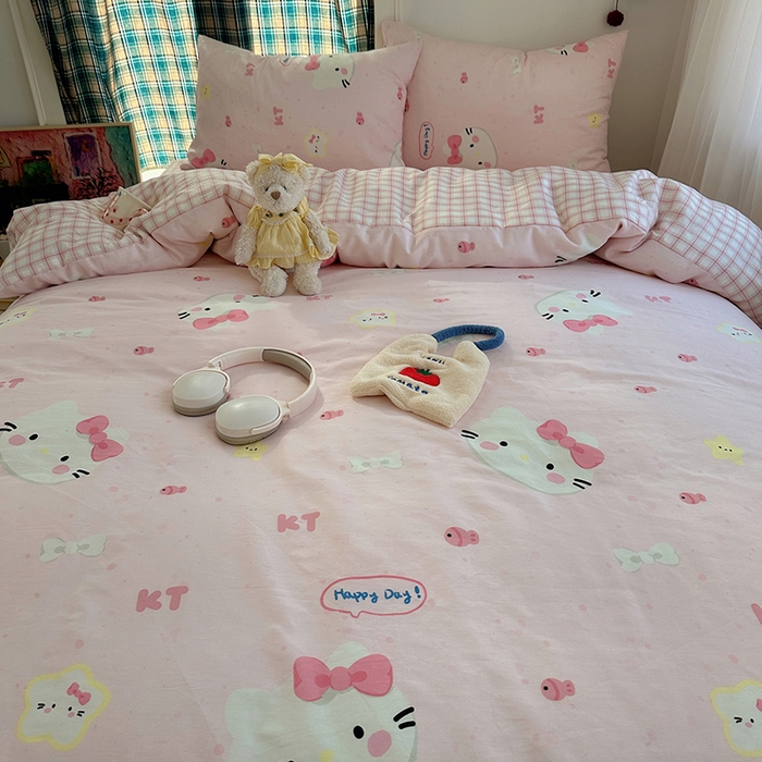 91家纺网 家纺一手货源 找家纺 瑞莱 2026新款全棉印花单被套系列 甜心KT