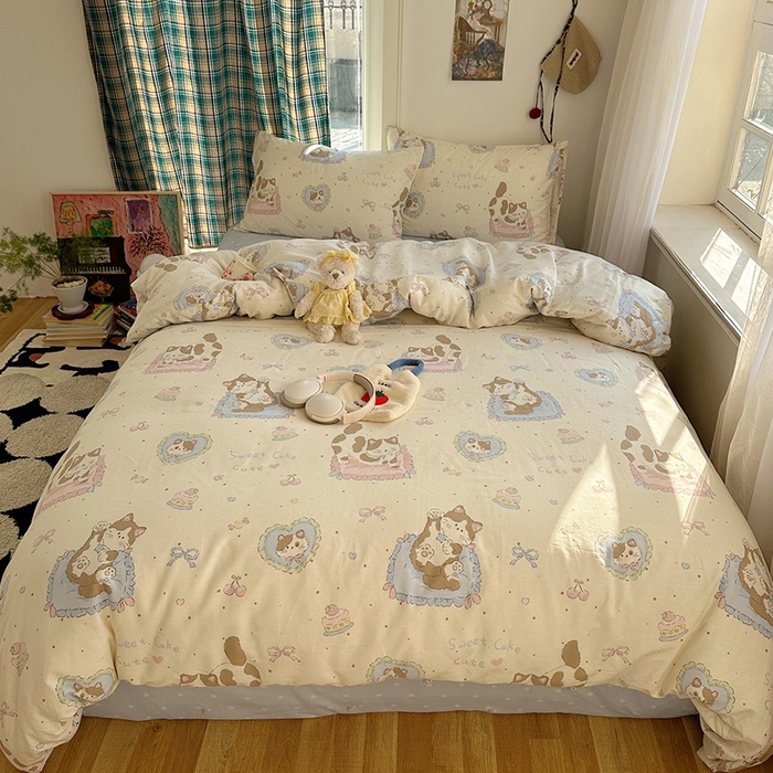 91家纺网 家纺一手货源 找家纺 瑞莱 2026新款全棉印花单被套系列 小懒猫