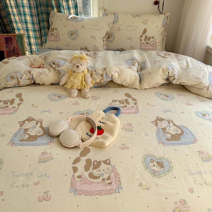 91家纺网 家纺一手货源 找家纺 瑞莱 2026新款全棉印花单被套系列 小懒猫