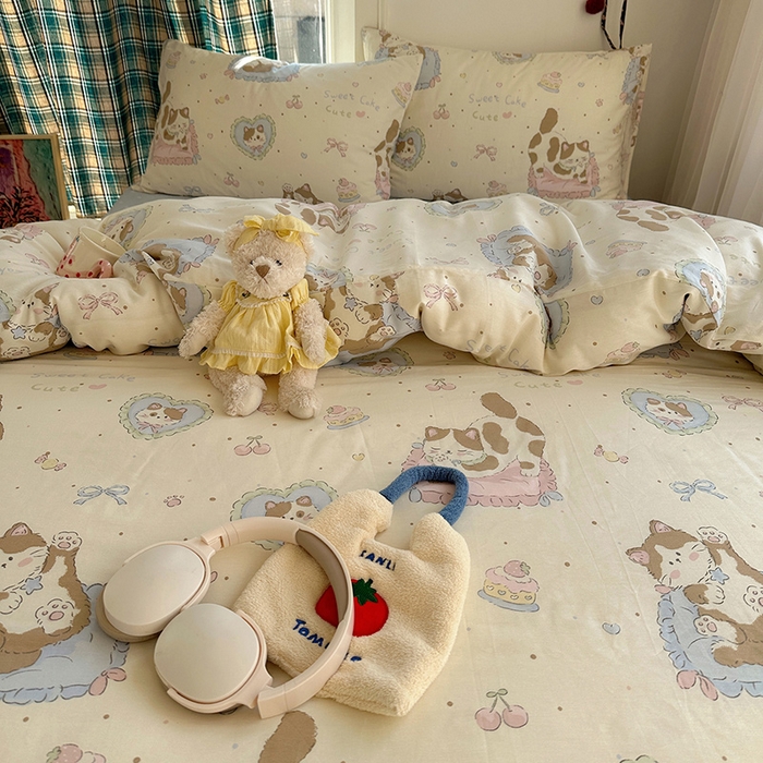 91家纺网 家纺一手货源 找家纺 瑞莱 2026新款全棉印花单被套系列 小懒猫