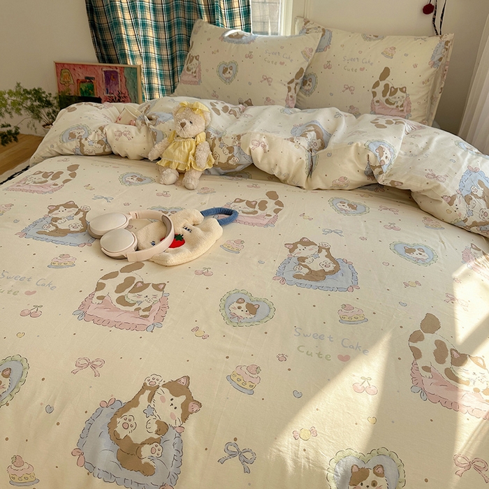 91家纺网 家纺一手货源 找家纺 瑞莱 2026新款全棉印花单被套系列 小懒猫