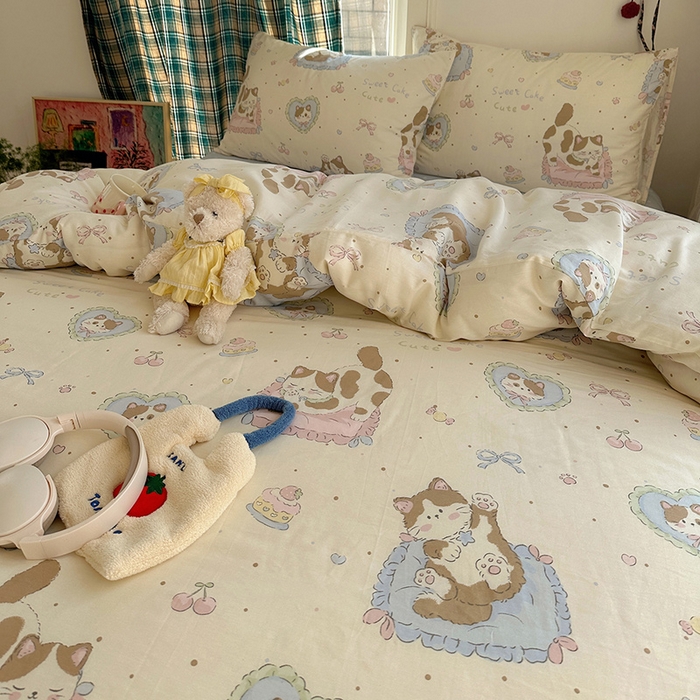 91家纺网 家纺一手货源 找家纺 瑞莱 2026新款全棉印花单被套系列 小懒猫