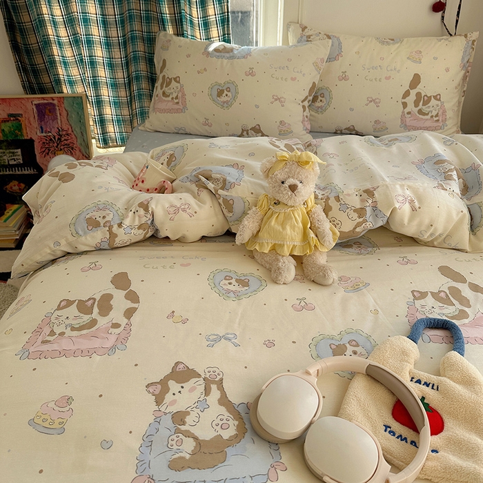 91家纺网 家纺一手货源 找家纺 瑞莱 2026新款全棉印花单被套系列 小懒猫