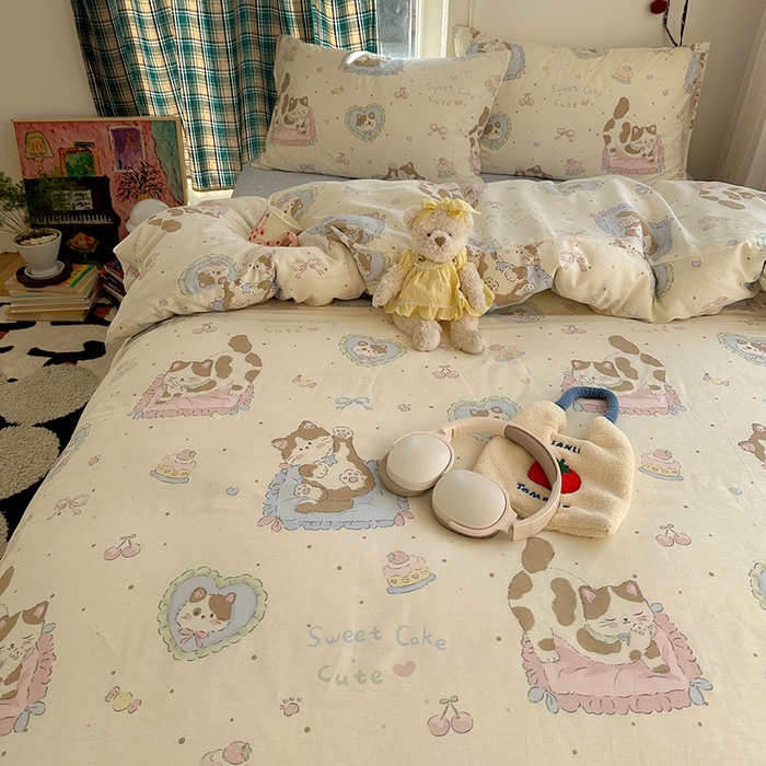 91家纺网 家纺一手货源 找家纺 瑞莱 2026新款全棉印花单被套系列 小懒猫