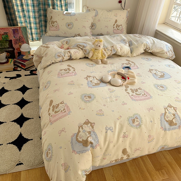 91家纺网 家纺一手货源 找家纺 瑞莱 2026新款全棉印花单被套系列 小懒猫