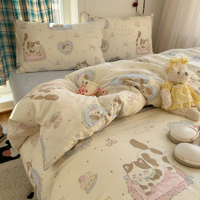 91家纺网 家纺一手货源 找家纺 瑞莱 2026新款全棉印花单被套系列 小懒猫