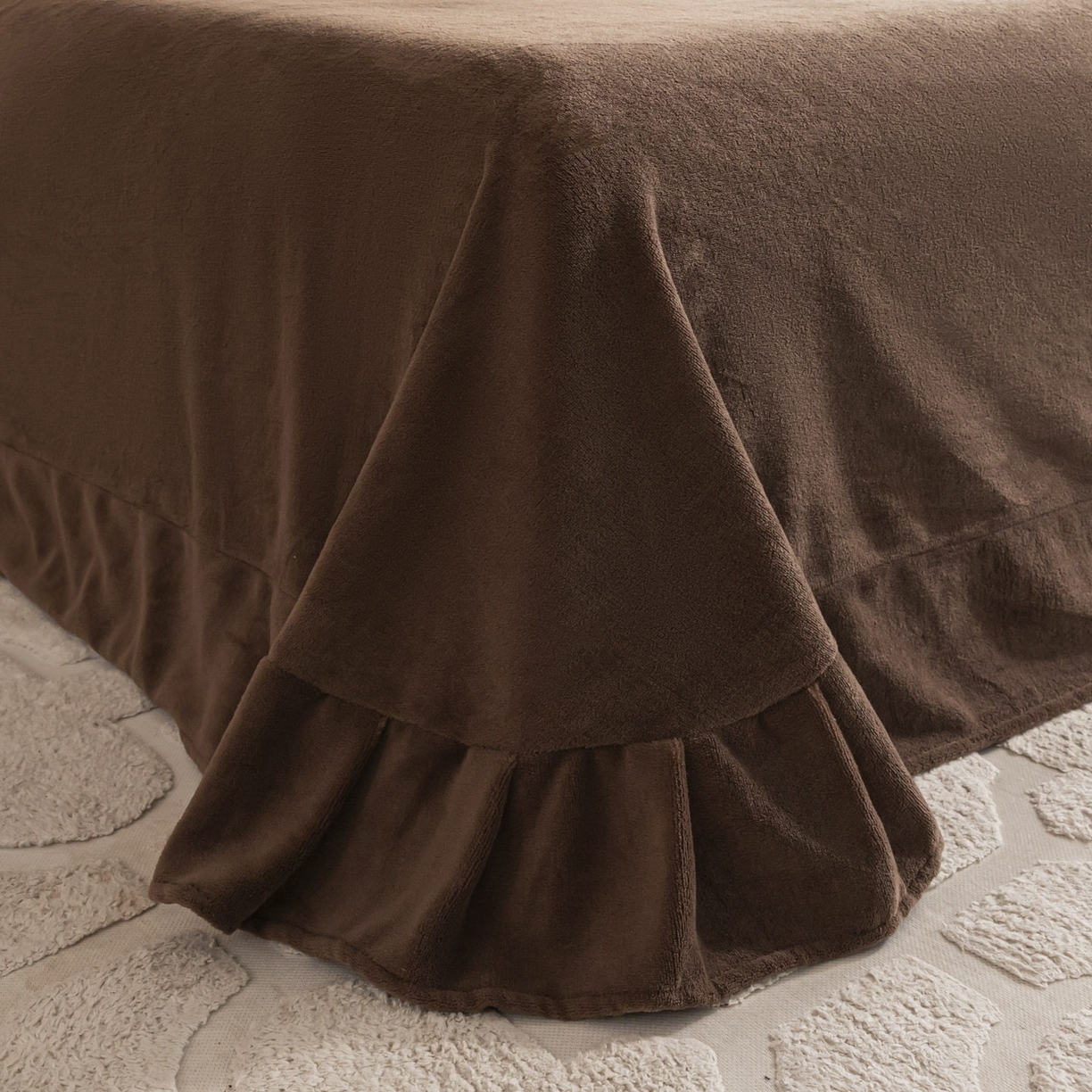 91家纺网 家纺一手货源 找家纺 （总）迪梦姿家纺 2025新款轻奢美拉德高克重兔毛花边床单四件套