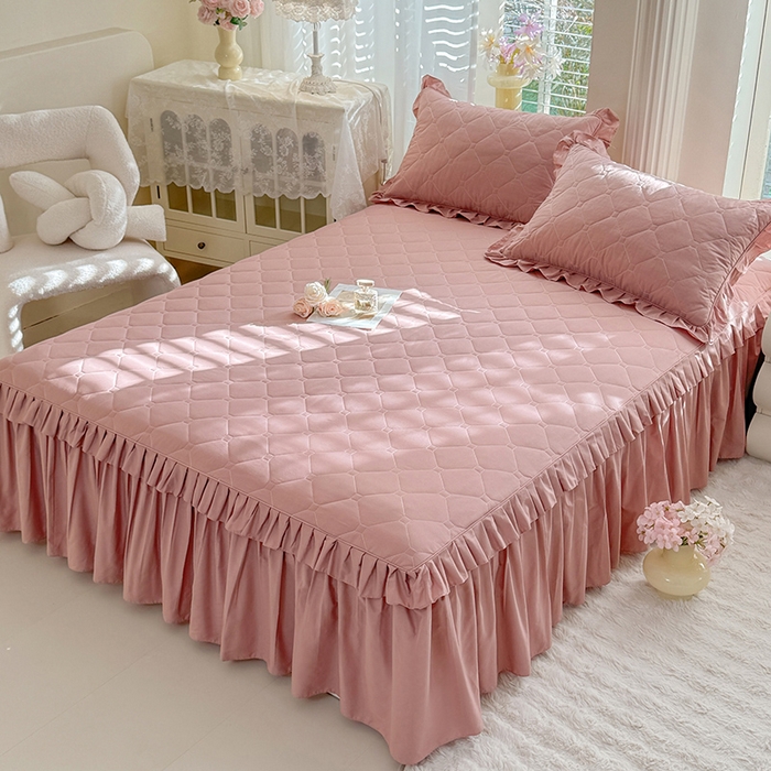 91家纺网 家纺一手货源 找家纺 （总）美达家纺 2026新款13372全棉夹棉纯色床裙