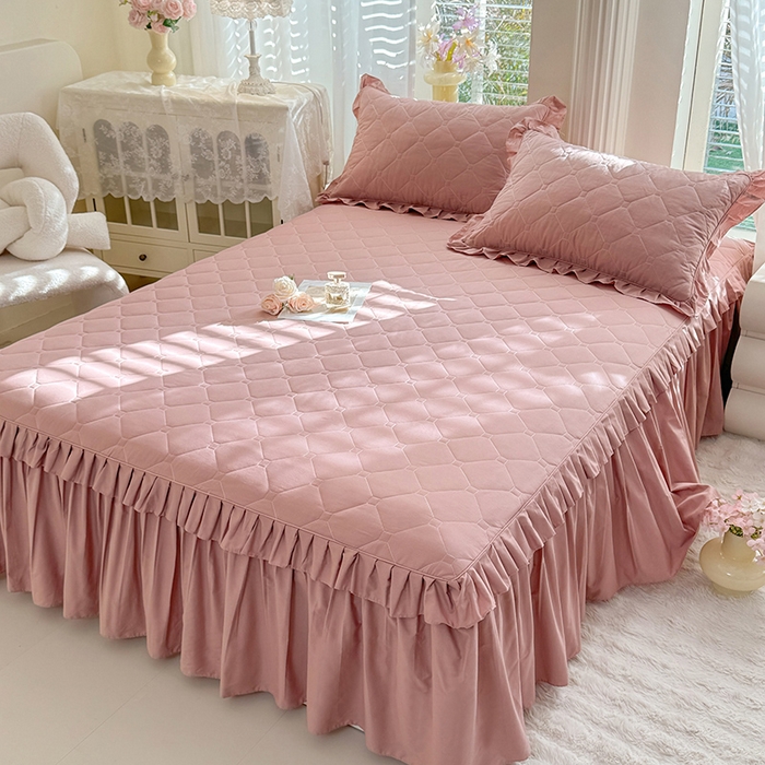 91家纺网 家纺一手货源 找家纺 （总）美达家纺 2026新款13372全棉夹棉纯色床裙