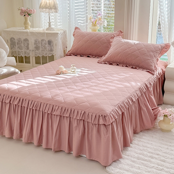 91家纺网 家纺一手货源 找家纺 （总）美达家纺 2026新款13372全棉夹棉纯色床裙