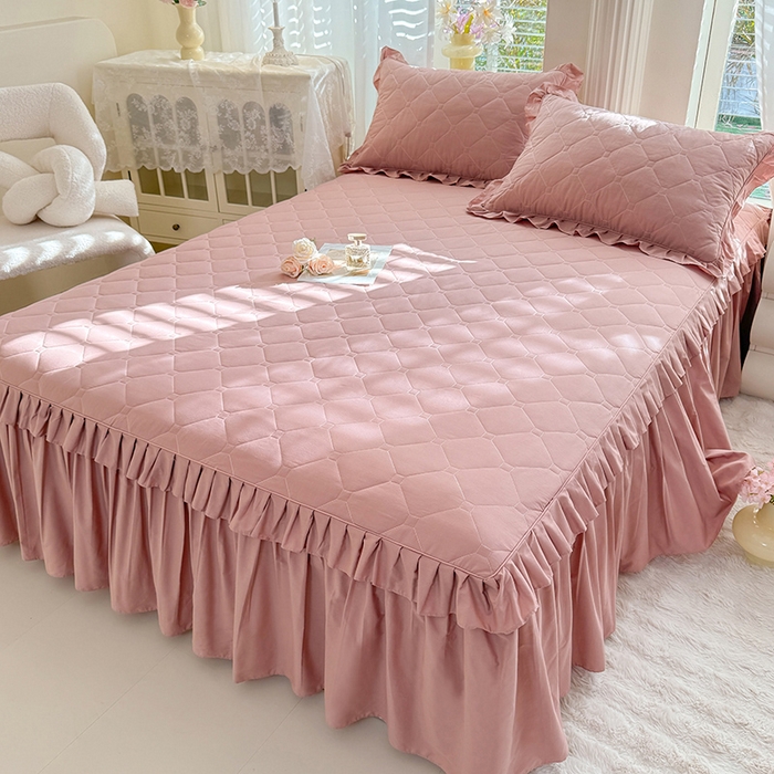 91家纺网 家纺一手货源 找家纺 （总）美达家纺 2026新款13372全棉夹棉纯色床裙