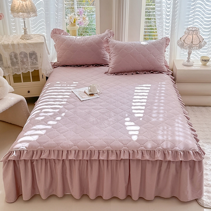 91家纺网 家纺一手货源 找家纺 （总）美达家纺 2026新款13372全棉夹棉纯色床裙