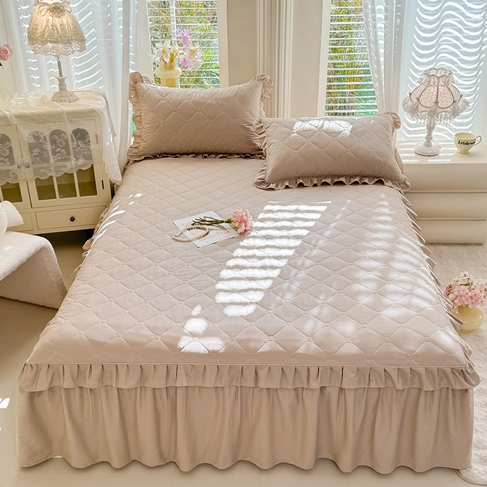 91家纺网 家纺一手货源 找家纺 （总）美达家纺 2026新款13372全棉夹棉纯色床裙