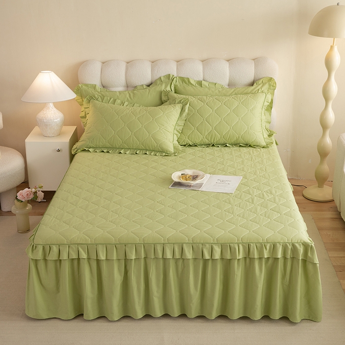 91家纺网 家纺一手货源 找家纺 （总）美达家纺 2026新款13372全棉夹棉纯色床裙