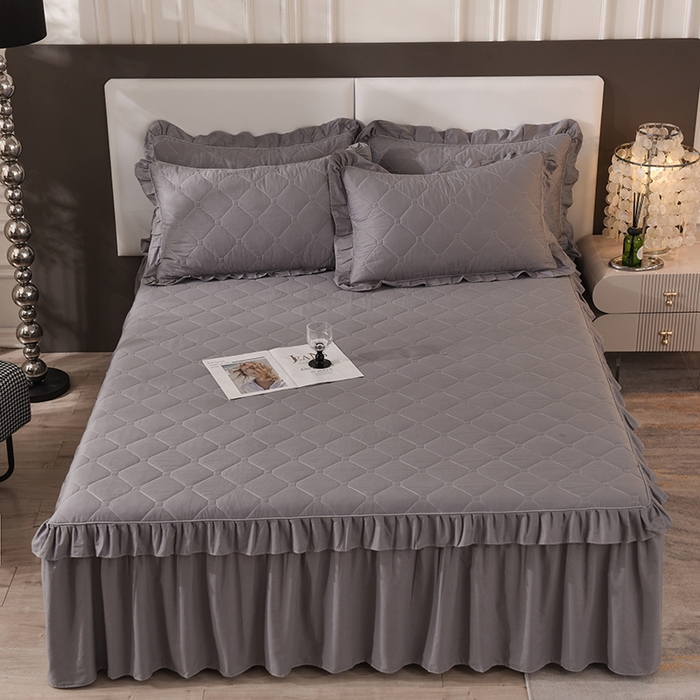 91家纺网 家纺一手货源 找家纺 （总）美达家纺 2026新款13372全棉夹棉纯色床裙