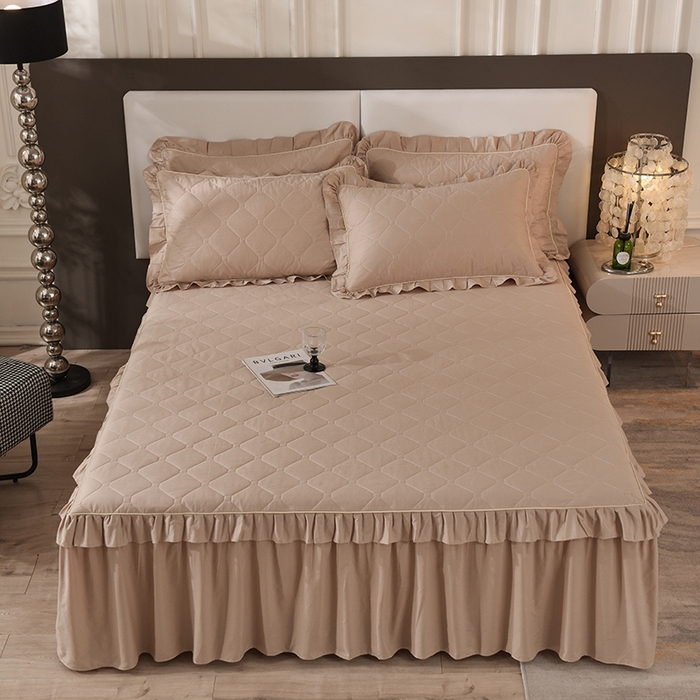 91家纺网 家纺一手货源 找家纺 （总）美达家纺 2026新款13372全棉夹棉纯色床裙