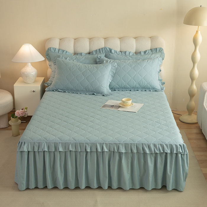 91家纺网 家纺一手货源 找家纺 （总）美达家纺 2026新款13372全棉夹棉纯色床裙