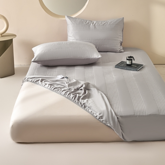 91家纺网 家纺一手货源 找家纺 岚吉家纺 2026新款莫代尔慕斯单床笠 床笠单件 床笠三件套 慕斯-高级灰