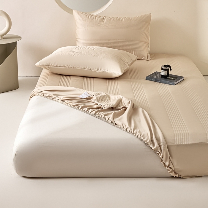 91家纺网 家纺一手货源 找家纺 岚吉家纺 2026新款莫代尔慕斯单床笠 床笠单件 床笠三件套 慕斯-卡其