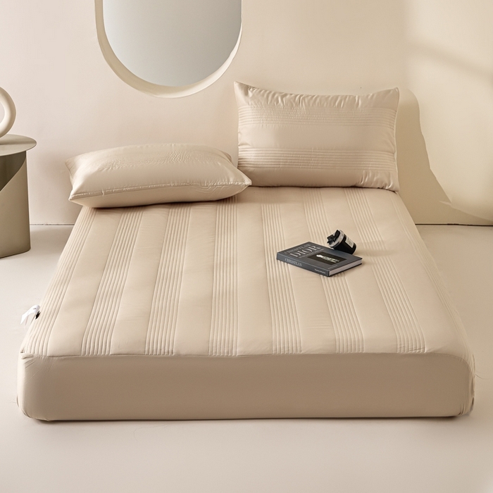 91家纺网 家纺一手货源 找家纺 岚吉家纺 2026新款莫代尔慕斯单床笠 床笠单件 床笠三件套 慕斯-卡其