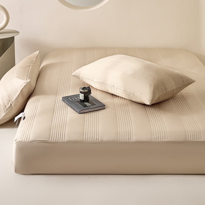 91家纺网 家纺一手货源 找家纺 岚吉家纺 2026新款莫代尔慕斯单床笠 床笠单件 床笠三件套 慕斯-卡其