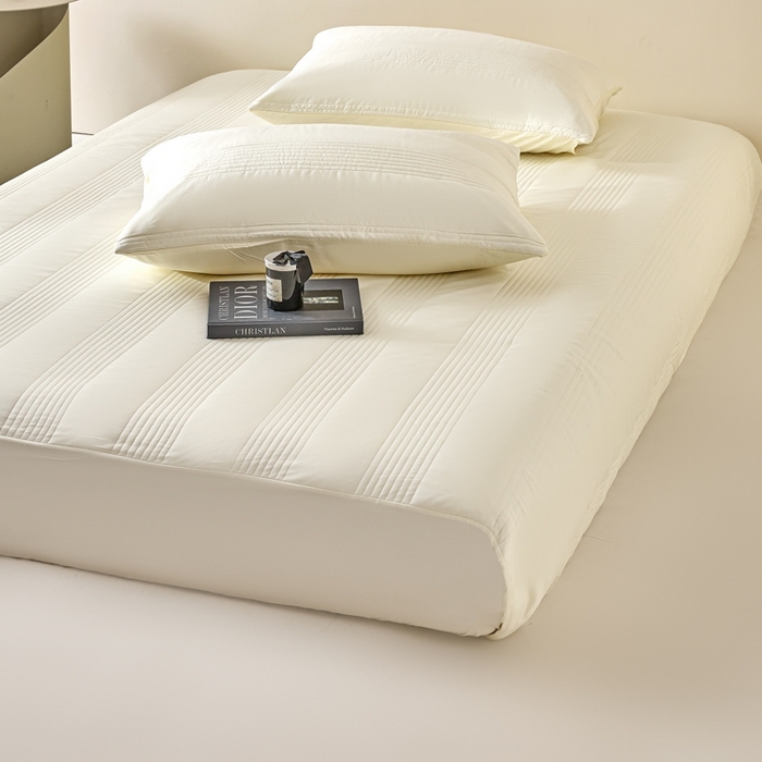 91家纺网 家纺一手货源 找家纺 岚吉家纺 2026新款莫代尔慕斯单床笠 床笠单件 床笠三件套 慕斯-奶白