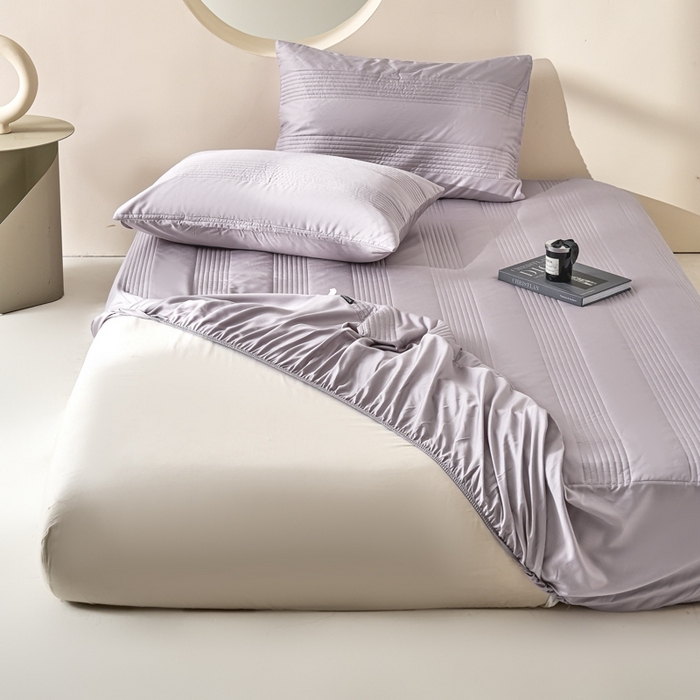 91家纺网 家纺一手货源 找家纺 岚吉家纺 2026新款莫代尔慕斯单床笠 床笠单件 床笠三件套 慕斯-紫灰