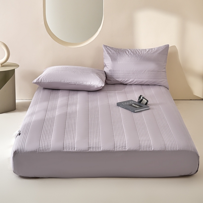 91家纺网 家纺一手货源 找家纺 岚吉家纺 2026新款莫代尔慕斯单床笠 床笠单件 床笠三件套 慕斯-紫灰