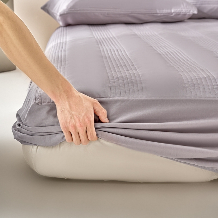 岚吉家纺 2026新款莫代尔慕斯单床笠 床笠单件 床笠三件套 慕斯-紫灰