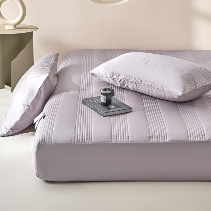 91家纺网 家纺一手货源 找家纺 岚吉家纺 2026新款莫代尔慕斯单床笠 床笠单件 床笠三件套 慕斯-紫灰