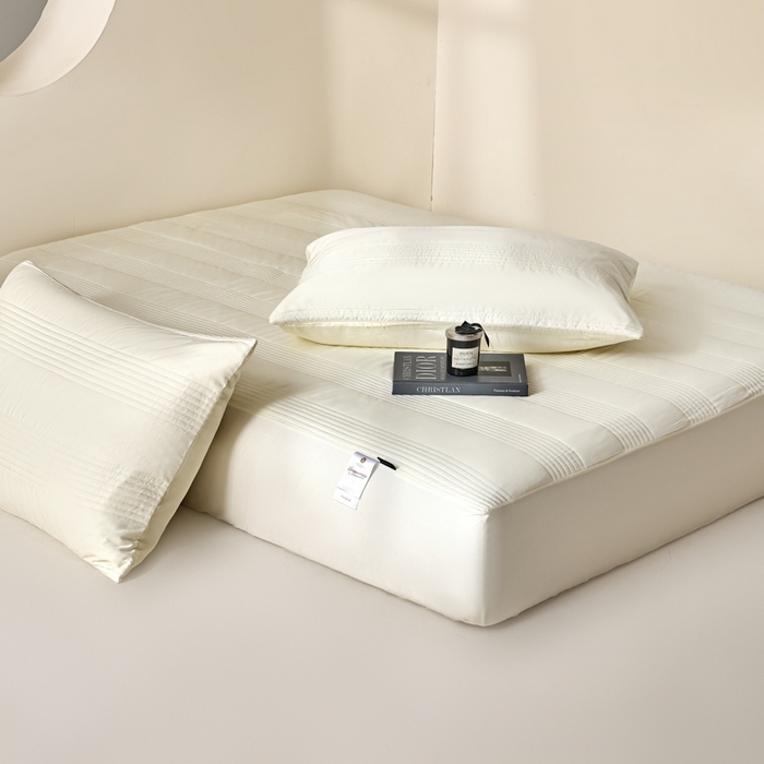 91家纺网 家纺一手货源 找家纺 岚吉家纺 2026新款莫代尔慕斯单床笠 床笠单件 床笠三件套 慕斯-奶白