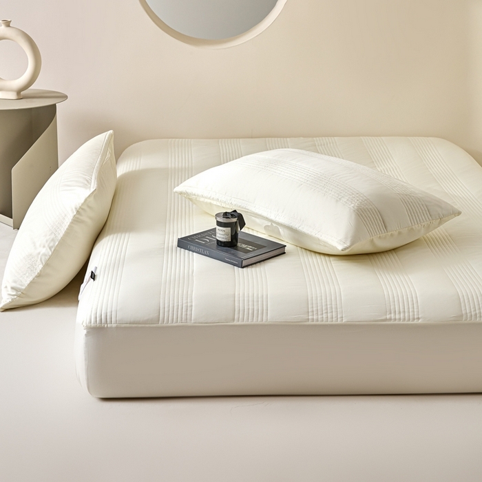 91家纺网 家纺一手货源 找家纺 岚吉家纺 2026新款莫代尔慕斯单床笠 床笠单件 床笠三件套 慕斯-奶白