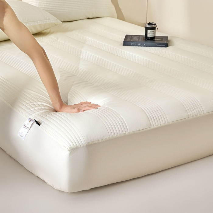 91家纺网 家纺一手货源 找家纺 岚吉家纺 2026新款莫代尔慕斯单床笠 床笠单件 床笠三件套 慕斯-奶白