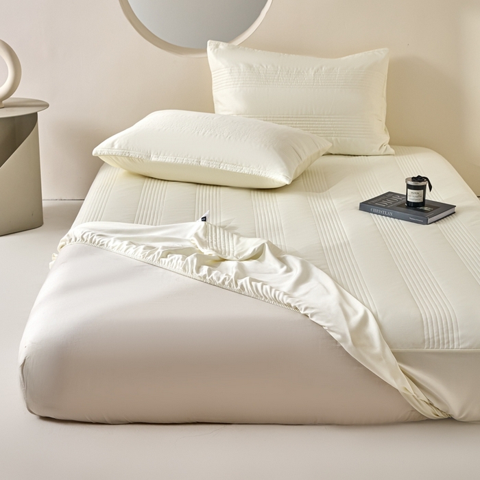 91家纺网 家纺一手货源 找家纺 岚吉家纺 2026新款莫代尔慕斯单床笠 床笠单件 床笠三件套 慕斯-奶白