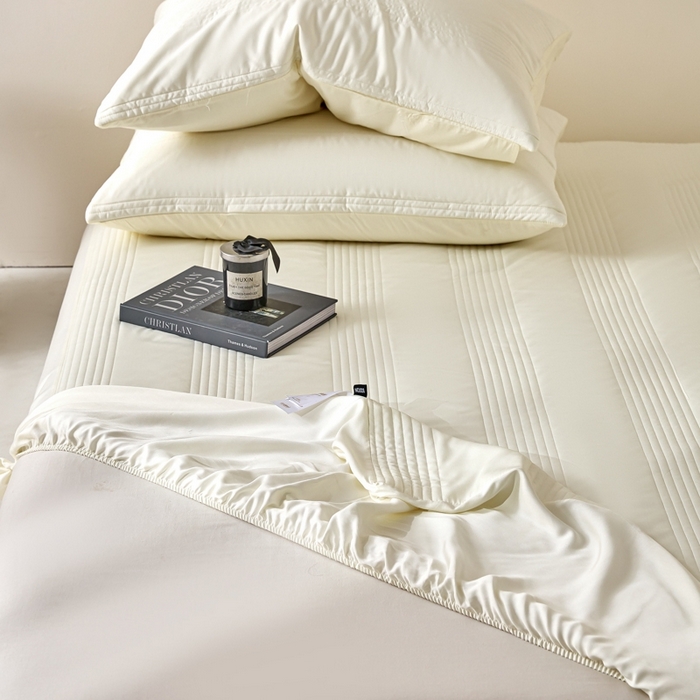 91家纺网 家纺一手货源 找家纺 岚吉家纺 2026新款莫代尔慕斯单床笠 床笠单件 床笠三件套 慕斯-奶白