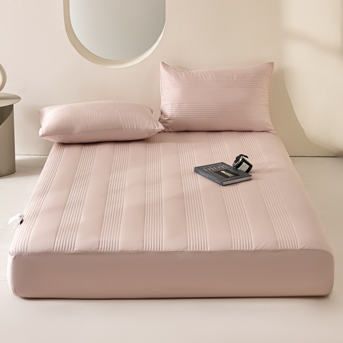 91家纺网 家纺一手货源 找家纺 岚吉家纺 2026新款莫代尔慕斯单床笠 床笠单件 床笠三件套 慕斯-珍珠粉