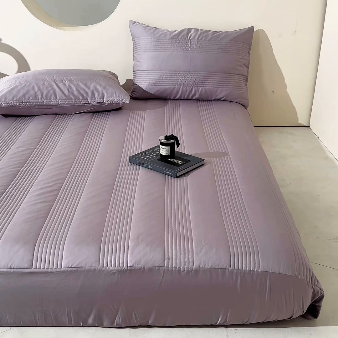 91家纺网 家纺一手货源 找家纺 岚吉家纺 2026新款莫代尔慕斯单床笠 床笠单件 床笠三件套 慕斯-紫灰