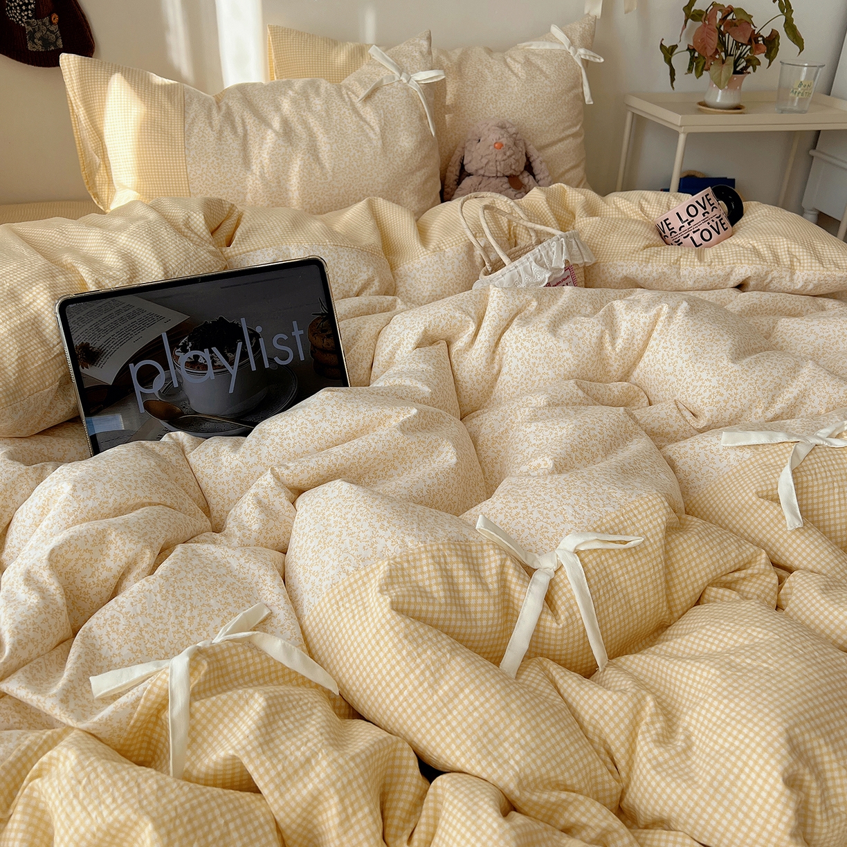 91家纺网 家纺一手货源 找家纺 （总）沐芷 2026 【提供买家秀】公主风蝴蝶结A类古法水洗仿棉四件套床上用品三件套被套床单,公主蝴蝶结-黄,公主蝴蝶结-蓝,公主蝴蝶结-绿,公主蝴蝶结-玉,公主蝴蝶结-紫