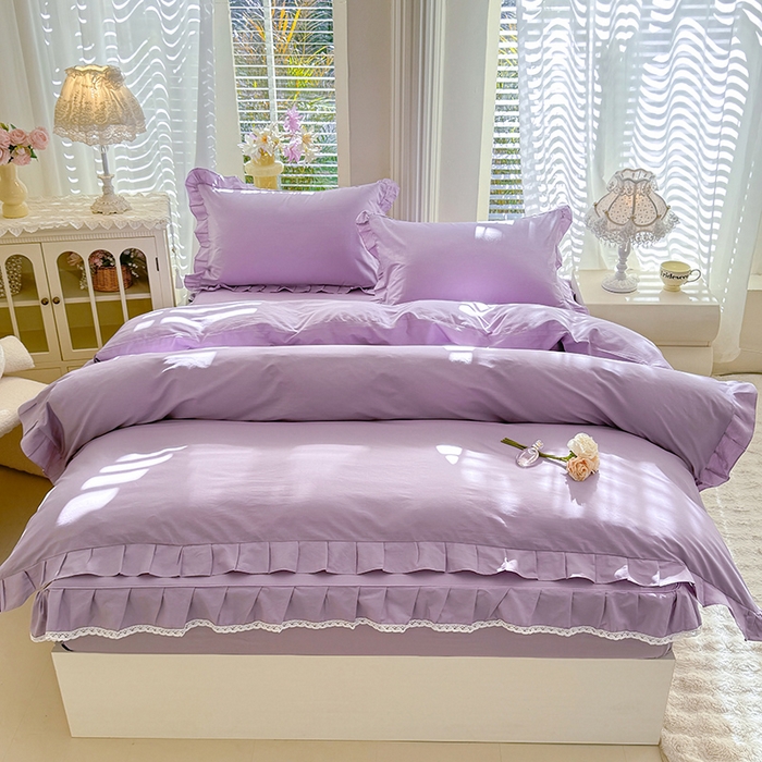 91家纺网 家纺一手货源 找家纺 （总）美达家纺 2026新款13372全棉素色单层床笠四件套