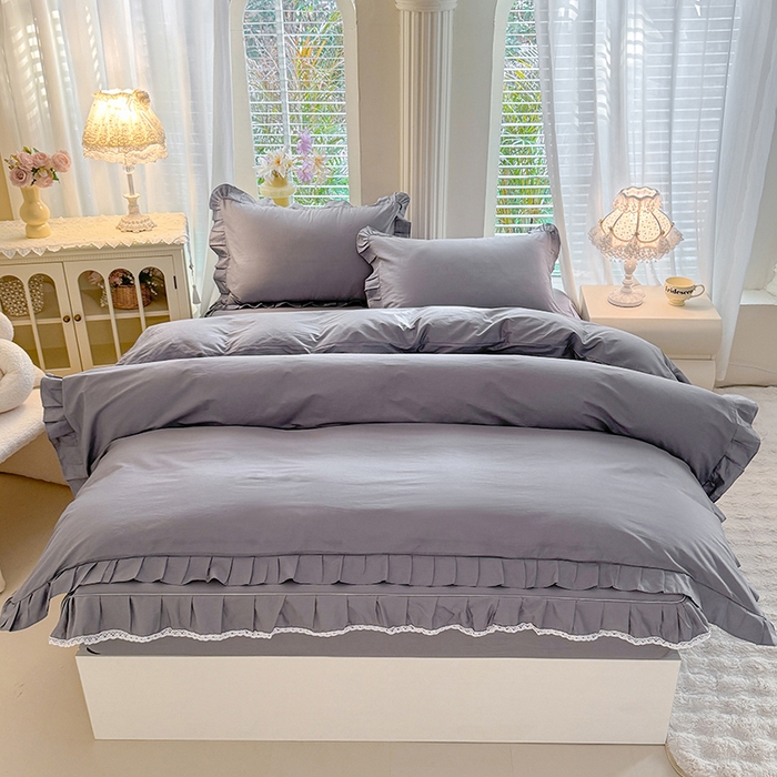 91家纺网 家纺一手货源 找家纺 （总）美达家纺 2026新款13372全棉素色单层床笠四件套