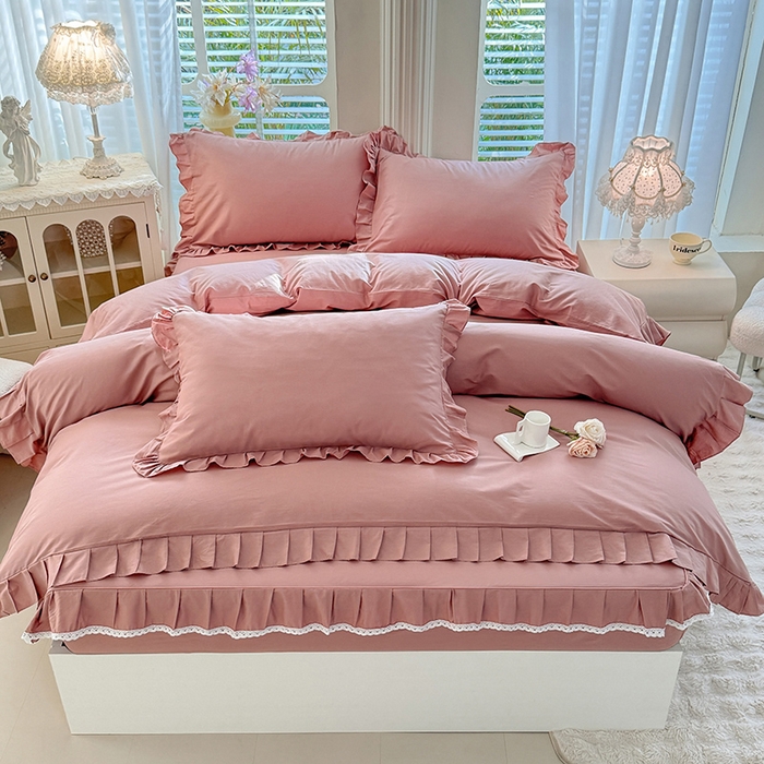 91家纺网 家纺一手货源 找家纺 （总）美达家纺 2026新款13372全棉素色单层床笠四件套