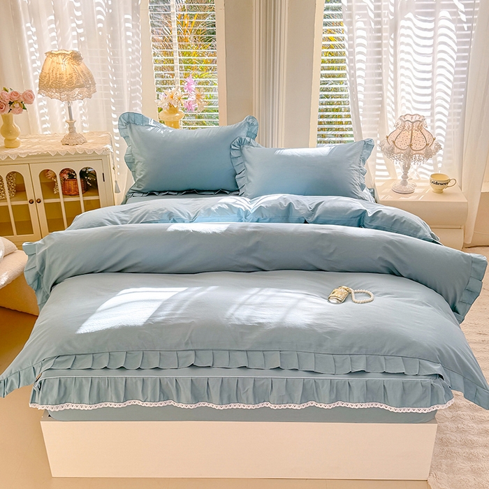 91家纺网 家纺一手货源 找家纺 （总）美达家纺 2026新款13372全棉素色单层床笠四件套