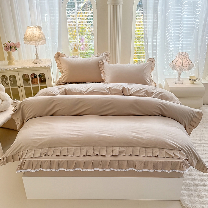 91家纺网 家纺一手货源 找家纺 （总）美达家纺 2026新款13372全棉素色单层床笠四件套