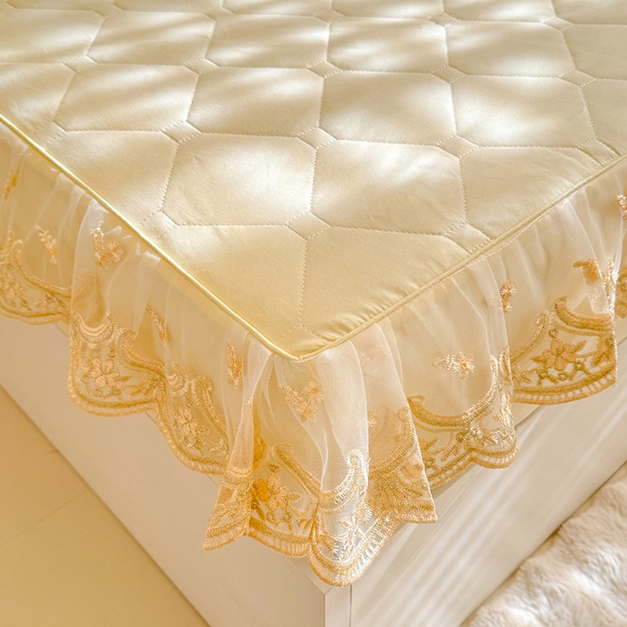 91家纺网 家纺一手货源 找家纺 美达家纺 2026新款13372全棉素色夹棉床笠 米白