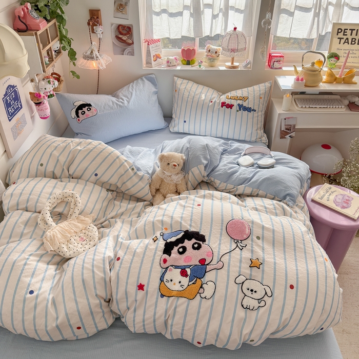 91家纺网 家纺一手货源 找家纺 （总）港岛妹妹 2026新款皱皱纱毛巾绣四件套（有买家秀）