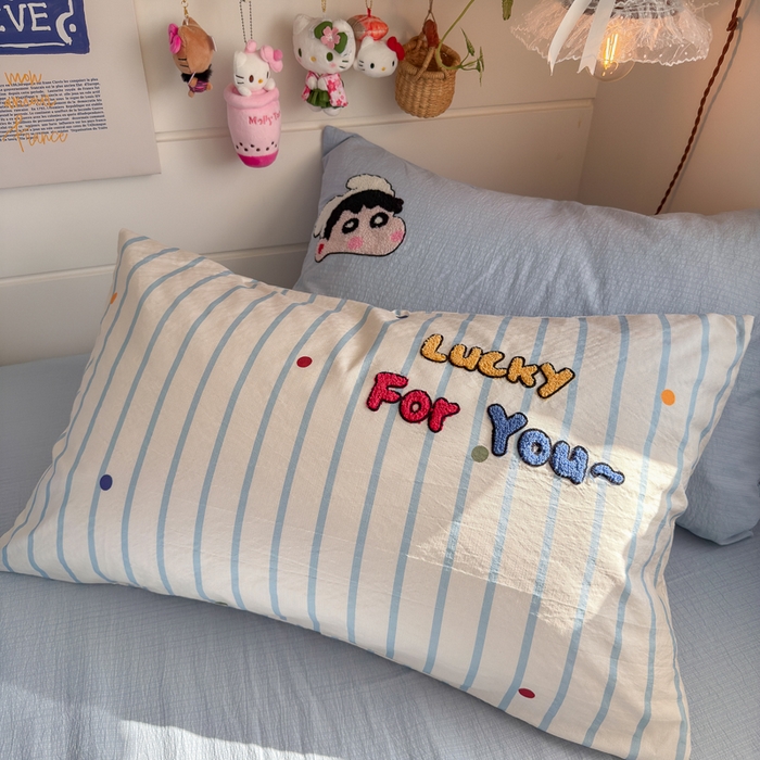 91家纺网 家纺一手货源 找家纺 港岛妹妹 2026新款皱皱纱毛巾绣四件套（有买家秀） 调皮小新